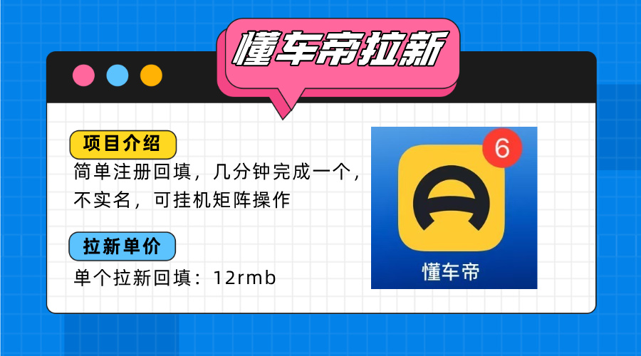 （15661期）懂车帝邪修拉新玩法，简单注册回填，不sm，单个拉新12rmb，轻松日入200+-云深网创社