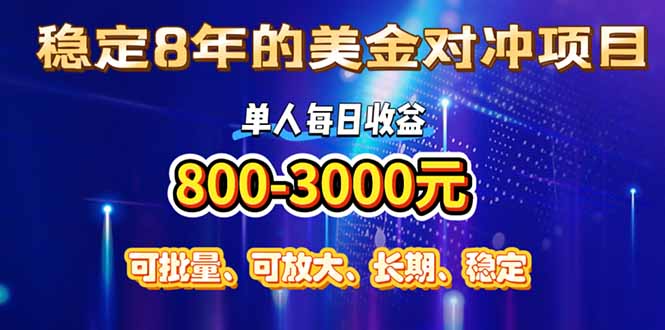 （15782期）稳定8年的美金对冲创业项目，单人每日收益800-3000，小众暴力项目-云深网创社
