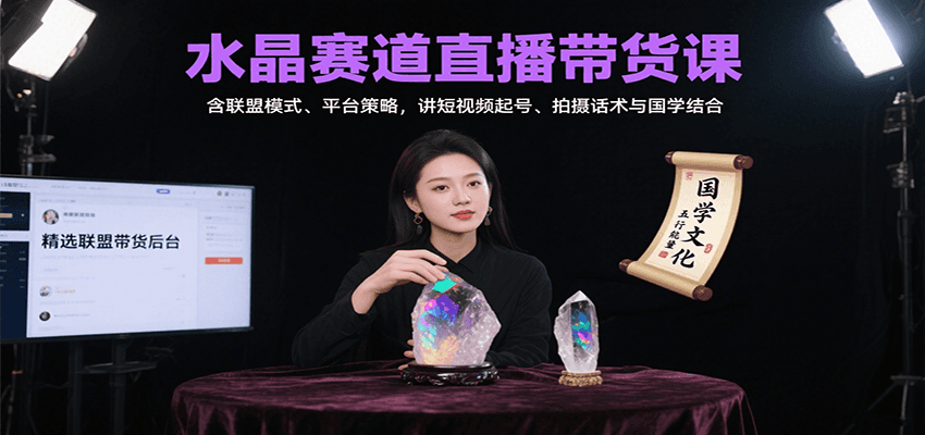 水晶赛道直播带货课：含联盟模式、平台策略，讲短视频起号、拍摄话术与国学结合-云深网创社