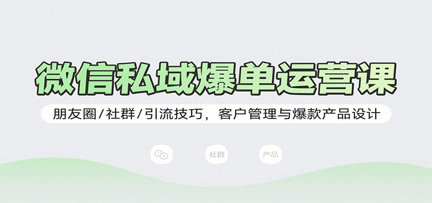 微信私域爆单运营课：朋友圈/社群/引流技巧，客户管理与爆款产品设计-云深网创社