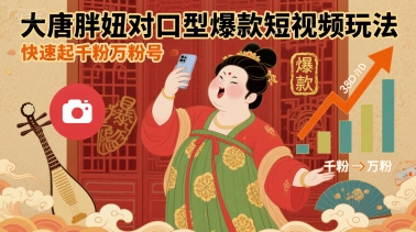 大唐胖妞对口型爆款短视频玩法，快速起千粉万粉号-云深网创社