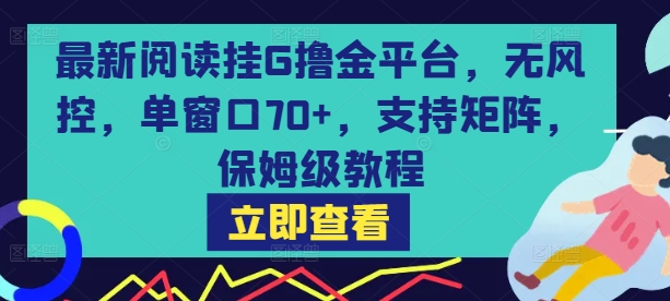 最新阅读挂G撸金平台，无风控，单窗口70+，支持矩阵，保姆级教程【揭秘】-云深网创社