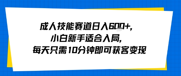 成人技能赛道日入多张，小白新手适合入局，每天只需10分钟即可获客变现-云深网创社