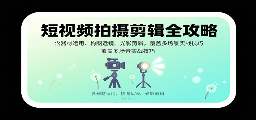 短视频拍摄剪辑全攻略：含器材运用、构图运镜、光影剪辑，覆盖多场景实战技巧-云深网创社