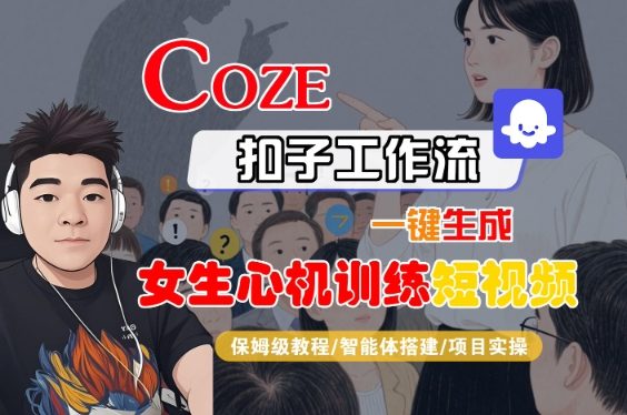 COZE扣子工作流一键生成女生心机训练短视频，保姆级教程-智能体搭建-项目实操-云深网创社