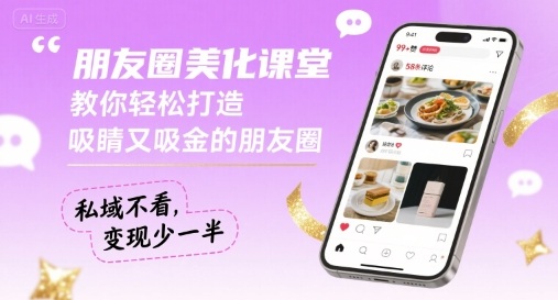 朋友圈美化课堂，教你轻松打造，吸睛又吸金的朋友圈，私域不看，变现少一半-云深网创社