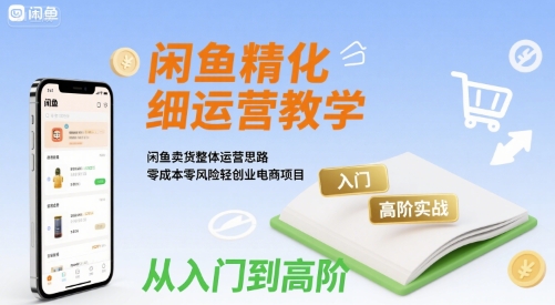 闲鱼精细化运营入门+高阶实战教学，闲鱼卖货整体运营思路，零成本零风险轻创业电商项目-云深网创社