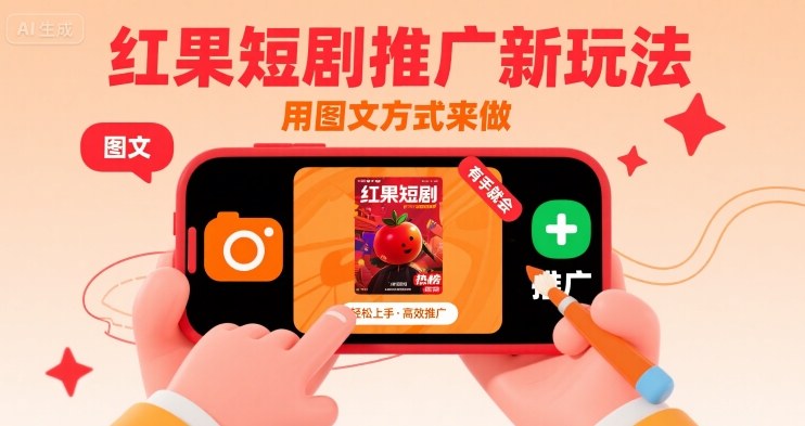 红果短剧推广新玩法，用图文方式来做，有手就会-云深网创社