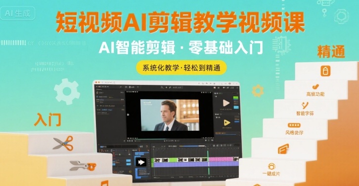 短视频AI剪辑教学视频课，入门到精通-云深网创社