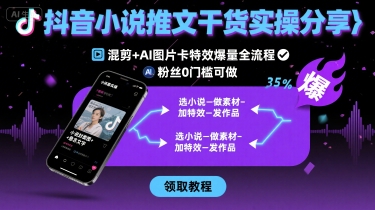 抖音小说推文干货实操分享，混剪+AI图片卡特效爆量全流程，0粉丝0门槛可做-云深网创社