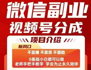 微信副业视频号分成，不直播 不卖货 不露脸，三五分钟即可完成一条作，每日收益几十、几张不等-云深网创社