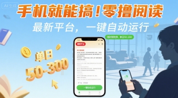 手机就能搞！零撸阅读挂G，最新平台，一键自动运行，随时随地挣，单日50-3张+【揭秘】-云深网创社