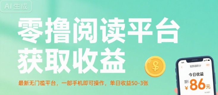 零撸阅读平台获取收益，最新无门槛平台，一部手机即可操作，单日收益50-3张【揭秘】-云深网创社