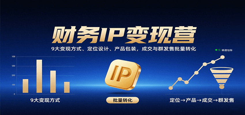 财务IP变现营：9大变现方式、定位设计、产品包装，成交与群发售批量转化-云深网创社