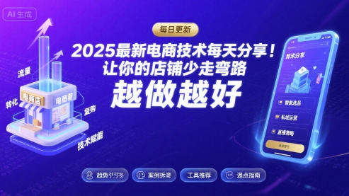 2025最新电商技术每天分享，让你的店铺少走弯路，越做越好(更新8月)-云深网创社