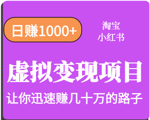 淘宝OR小红书虚拟变现，日赚1000+，多账号操作年收入几十W不等-云深网创社