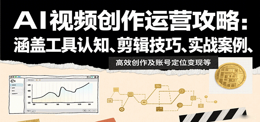 AI视频创作运营攻略：涵盖工具认知、剪辑技巧、实战案例、高效创作及账号定位变现等-云深网创社