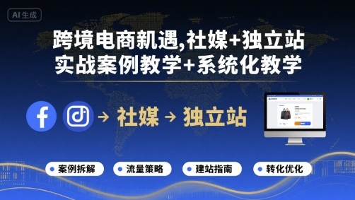 跨境电商新机遇，社媒+独立站，实战案例教学+系统化教学-云深网创社