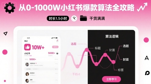 从0-1000W小红书爆款算法全攻略，时长1.5小时，干货满满-云深网创社