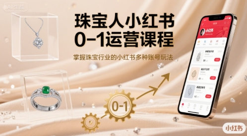 珠宝人小红书0-1运营课程，掌握珠宝行业的小红书多种账号玩法-云深网创社