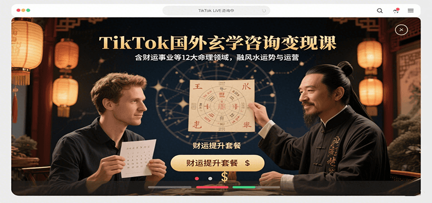 TikTok国外玄学咨询变现课，含财运事业等12大命理领域，融风水运势与运营-云深网创社