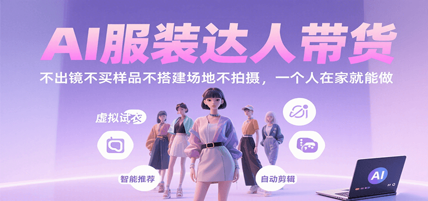 AI服装达人带货，不出镜不买样品不搭建场地不拍摄，一个人在家就能做-云深网创社