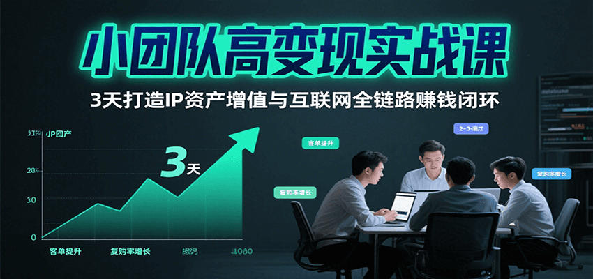 小团队高变现实战课，3天打造IP资产增值与互联网全链路赚钱闭环（第二期）-云深网创社