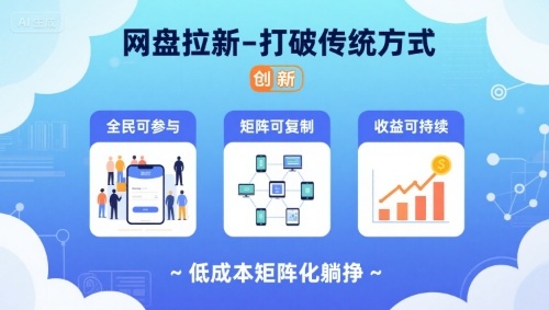 网盘拉新-打破传统方式，低成本矩阵化躺挣，全民可参与、矩阵可复制、收益可持续【揭秘】-云深网创社