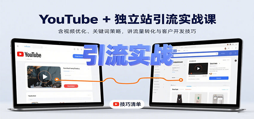 YouTube+独立站引流实战课：含视频优化、关键词策略，讲流量转化与客户开发技巧-云深网创社