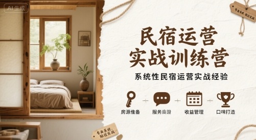 民宿运营实战训练营，系统性民宿运营实战经验-云深网创社