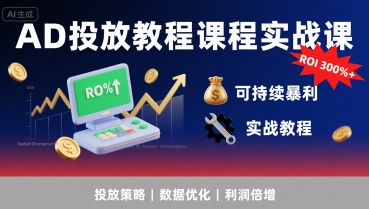 AD投放教程课程实战课，实现广告ROI300%+可持续暴利-云深网创社