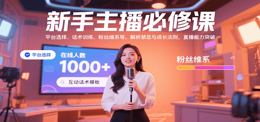 新手主播必修课：平台选择、话术训练、粉丝维系等，解析禁忌与成长法则，突破直播能力-云深网创社