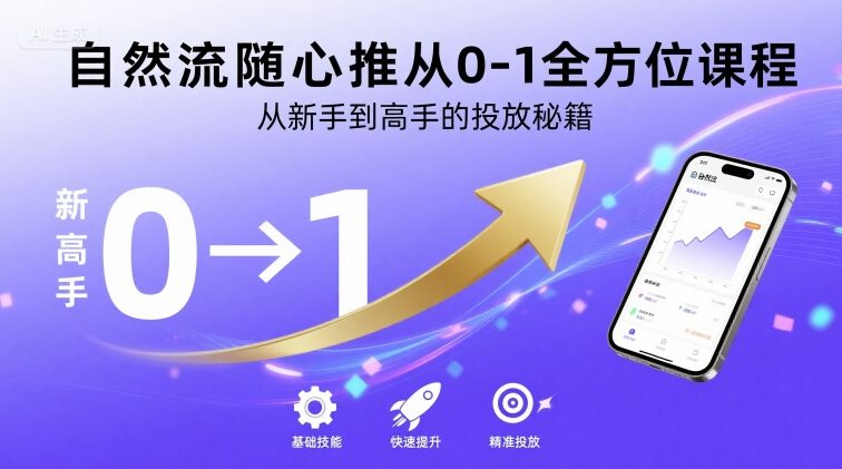 自然流随心推从0-1全方位课程，从新手到高手的投放秘籍-云深网创社