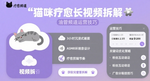 猫咪疗愈长视频拆解 &油管频道运营技巧-云深网创社