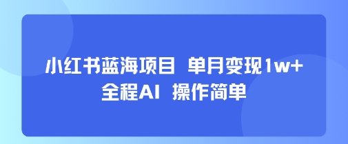 小红书蓝海项目 单月变现1w+ 全程AI 操作简单-云深网创社