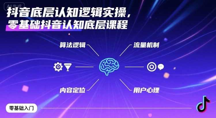 抖音底层认知逻辑实操，零基础抖音认知底层课程-云深网创社