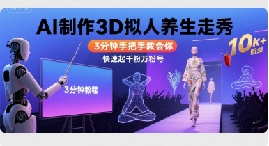 Ai制作3D拟人养生走秀，3分钟手把手教会你，快速起千粉万粉号-云深网创社
