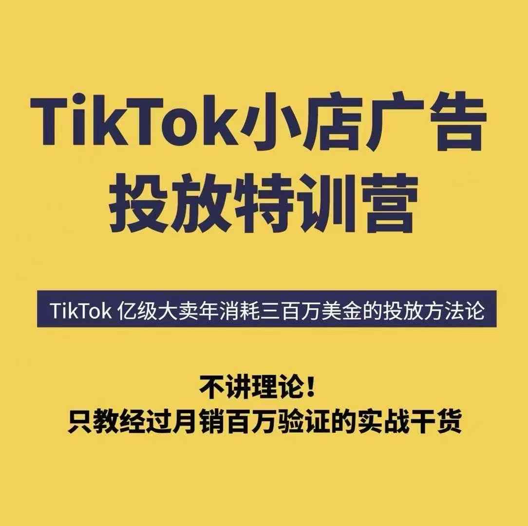 TikTok小店广告投放特训营，6天破局计划专治各种“投不动”，教你经过月销百万验证的实战干货-云深网创社