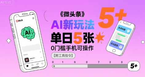 微头条AI新玩法，小白单日5张+，0门槛手机可操作【附工具指令】-云深网创社