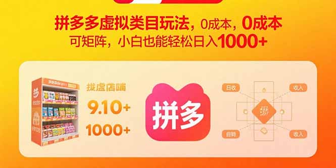 （15943期）拼多多虚拟类目玩法，0成本，可矩阵，小白也能轻松日入1000+-云深网创社