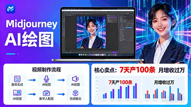 （16049期）AI绘图照片开口说话视频制作：Midjourney+数字人，7天产100条月增收过万-云深网创社