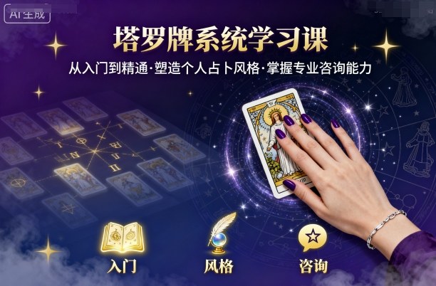 塔罗牌系统学习课，助你从入门到精通，塑造个人占卜风格，掌握专业咨询能力-云深网创社