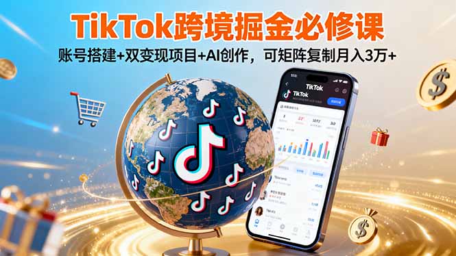 （16003期）TikTo跨境掘金必修课，账号搭建+双变现项目+AI创作，可矩阵复制月入3万+-云深网创社