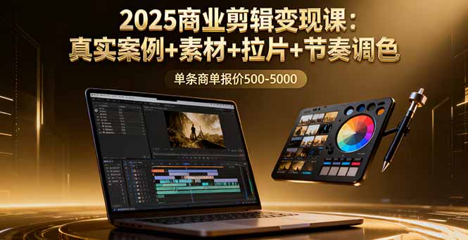 （16130期）2025商业剪辑变现课：真实案例+素材+拉片+节奏调色，单条商单报价500-5000-云深网创社