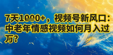 7天收益1k+，视频号新风口：中老年情感视频如何月入过W?-云深网创社