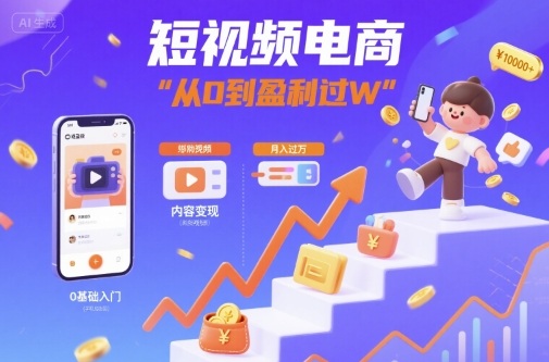 短视频电商：短视频变现从0到盈利过W-云深网创社