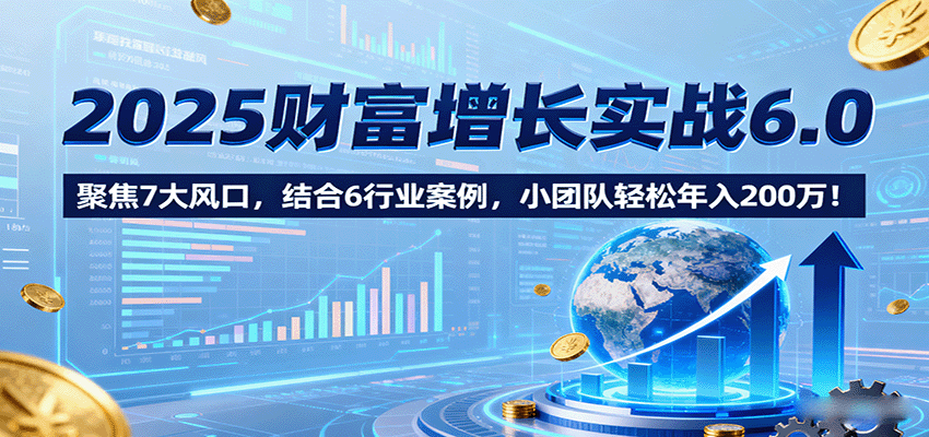 2025财富增长实战6.0，聚焦7大风口，结合6行业案例，小团队轻松年入200万！-云深网创社