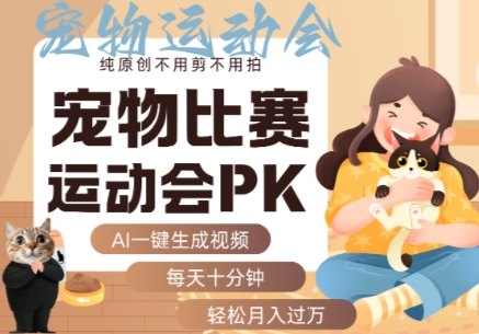 AI一键生成宠物比赛运动会PK视频，纯原创不用剪不用拍，每天十分钟，轻松月入过1W+-云深网创社
