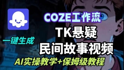 Coze扣子工作流一键生成TK悬疑民间故事视频，AI实操教学+保姆级教程-云深网创社