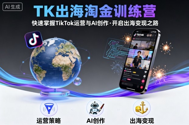 TK出海淘金训练营，助你快速掌握TikTok运营与AI创作，开启出海变现之路-云深网创社